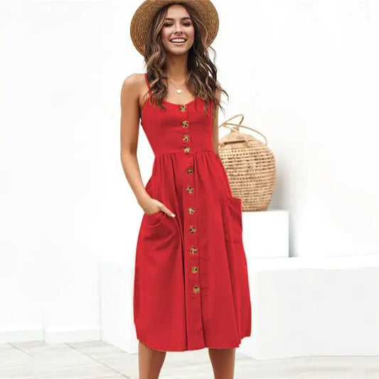 Classic Comfort Sun Dress with Pockets