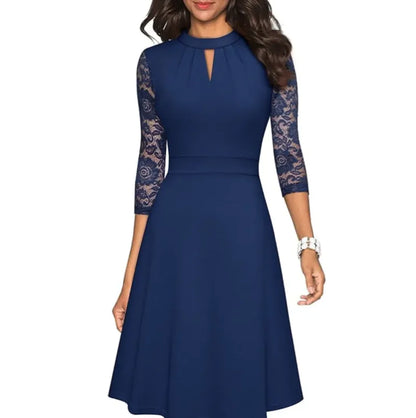 Stand-Up Collar A-Line Swing Dress