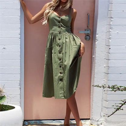 Classic Comfort Sun Dress with Pockets