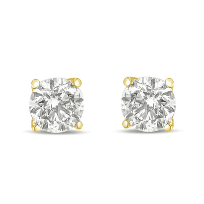 14K Gold 1/2 Cttw Round Brilliant Cut Lab Grown Diamond 4-Prong Classic Solitaire Stud Earrings