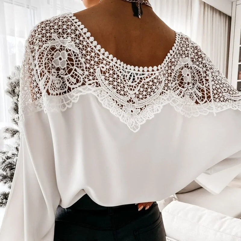 Autumn Crochet Embroidery Lace Blouses - Vintage Women's Tops