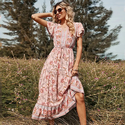 Vneck Dress Floral Spring and Summer