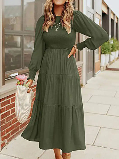 Midi Dress Long Sleeve Simple Charm