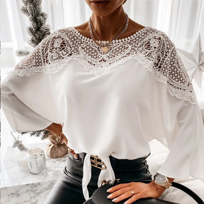 Autumn Crochet Embroidery Lace Blouses - Vintage Women's Tops