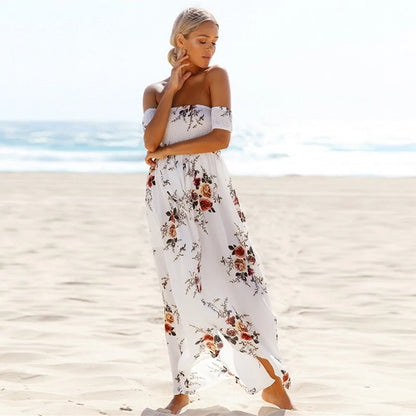 Off Shoulder high Split Beach Summer Dress