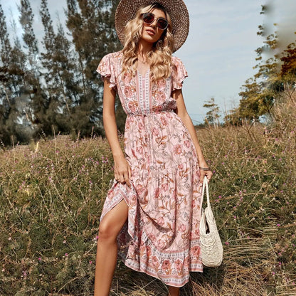 Vneck Dress Floral Spring and Summer