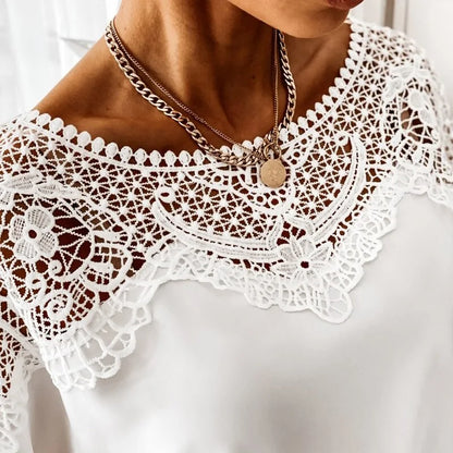 Autumn Crochet Embroidery Lace Blouses - Vintage Women's Tops