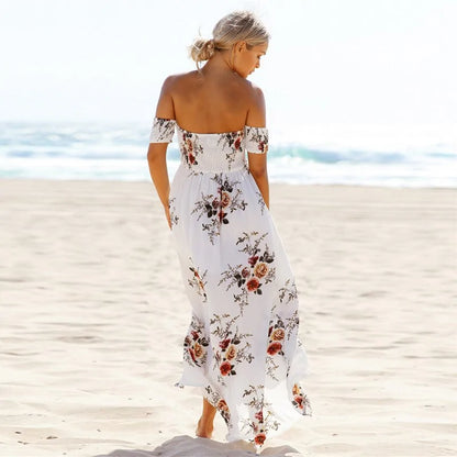 Off Shoulder high Split Beach Summer Dress