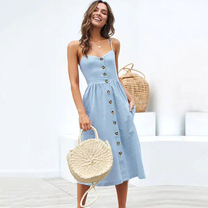 Classic Comfort Sun Dress with Pockets