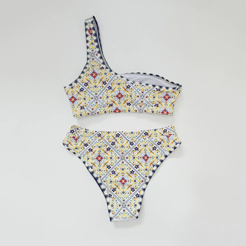 Ladies' High-Rise Printed Bikini Swimsuit