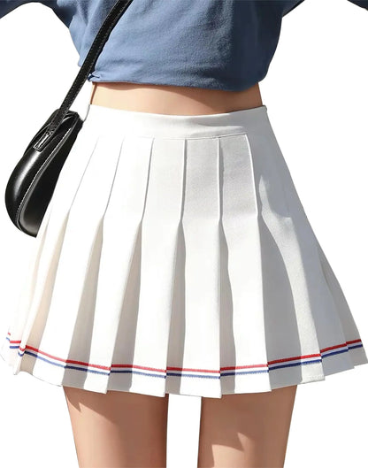 Girl High Waisted Pleated Tennis Skirt A-Line Skirts with Lining